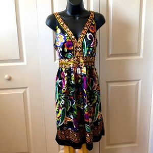 eci New York Sleeveless Bright Floral Print Dress Sz 8